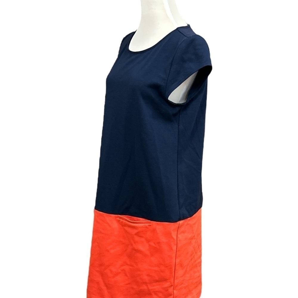Lord & Taylor Women’s Size Medium Navy/Red Color Block Knee-length Dress Pockets - Picture 2 of 6